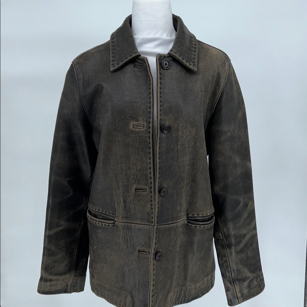 Eddie Bauer Genuine Leather Lambskin Jacket Women's M Brown Outdoor Heritage